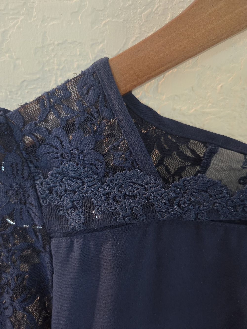 Girls XL Navy Blue Lace Overlay Dress Long Sleeve Tiered Ruffle Hem Whimsigoth - Picture 3 of 16